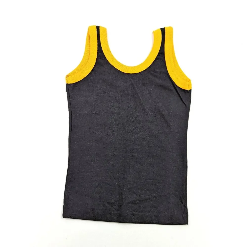 Vintage Dee Cee Rappers Tank Top Boys Sz 4 Black Yellow Ringer Retro Classic
